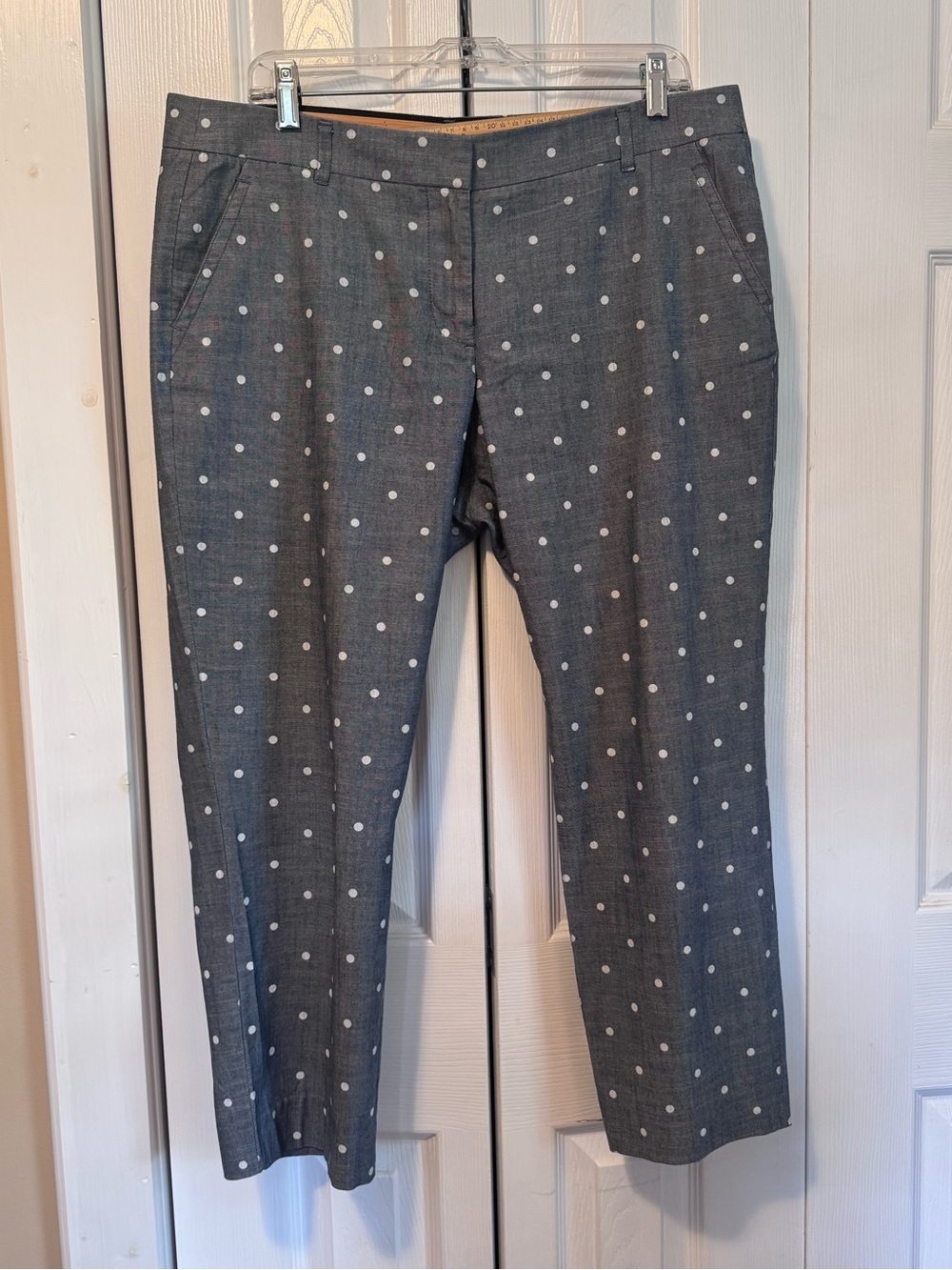 J. Crew Light Blue-Gray Polka Dot Ankle Chinos 100% Cotton XL
